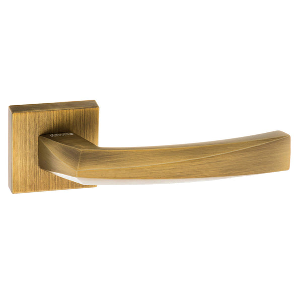 Forme Crystal Lever Door Handle on Minimal Square Rose - Yester Bronze by Atlantic Hardware