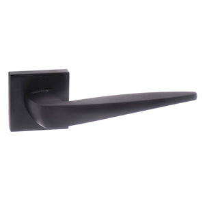 Forme Foglia Lever Door Handle on Minimal Square Rose by Atlantic Hardware