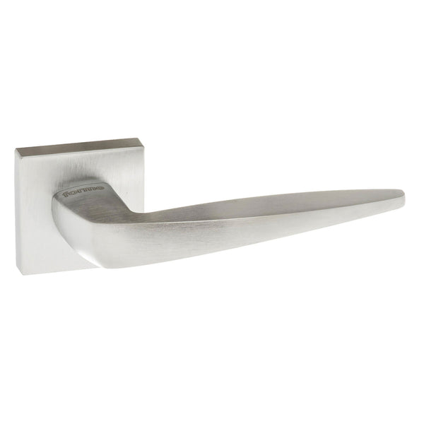 Forme Foglia Lever Door Handle on Minimal Square Rose by Atlantic Hardware