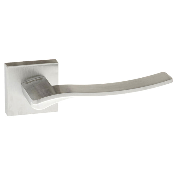 Forme Olimpia Lever Door Handle on Minimal Square Rose by Atlantic Hardware
