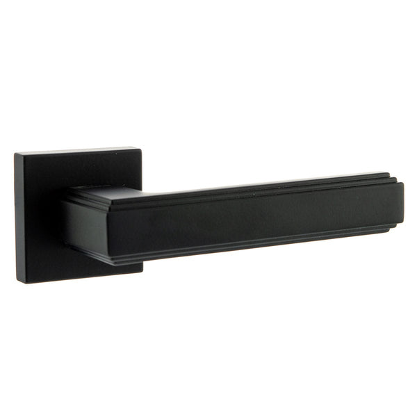 Forme Alila Lever Door Handle on Minimal Square Rose - Matt Black - Default