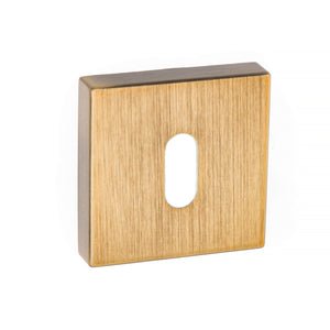 Forme Key Escutcheons on Minimal Square Rose - Yester Bronze by Atlantic Hardware