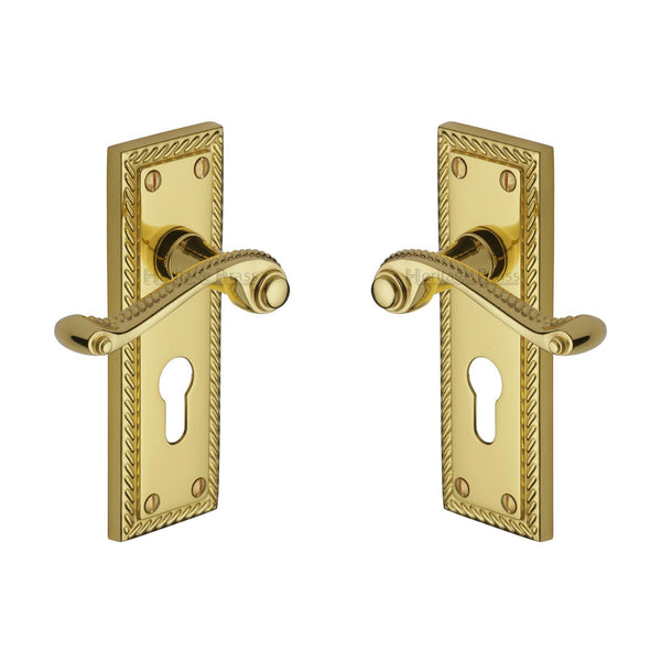 Georgian Door Handle on Plate by M Marcus - Heritage Brass