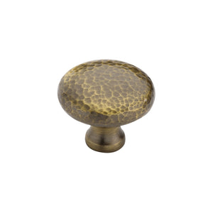 Victorian Round Cabinet Knob Hammered Design by M Marcus - Heritage Brass
