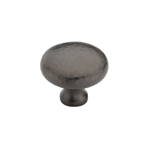 Victorian Round Cabinet Knob Hammered Design by M Marcus - Heritage Brass