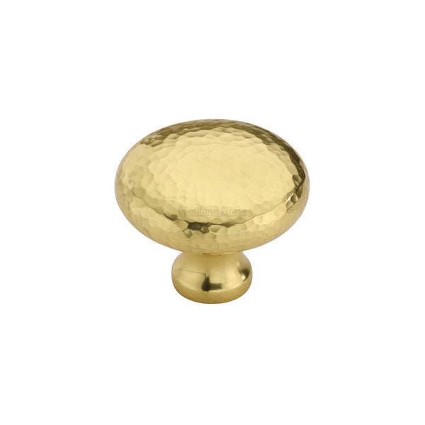 Victorian Round Cabinet Knob Hammered Design by M Marcus - Heritage Brass