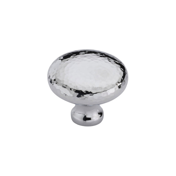 Victorian Round Cabinet Knob Hammered Design by M Marcus - Heritage Brass