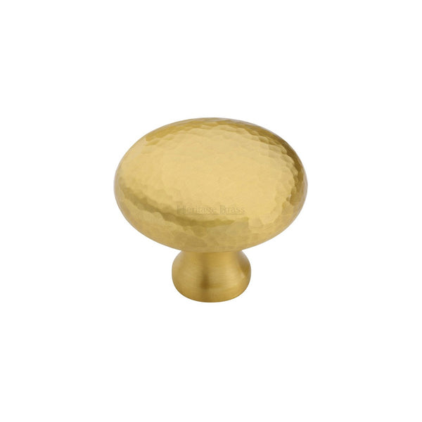 Victorian Round Cabinet Knob Hammered Design by M Marcus - Heritage Brass