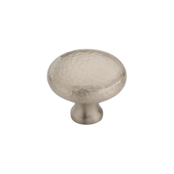 Victorian Round Cabinet Knob Hammered Design by M Marcus - Heritage Brass