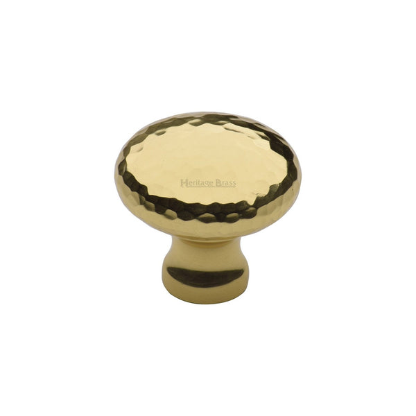 Victorian Round Cabinet Knob Hammered Design by M Marcus - Heritage Brass