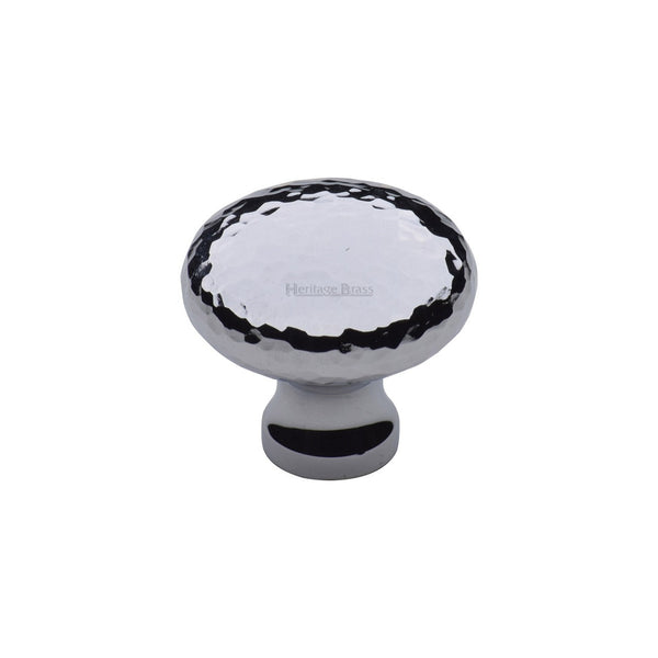 Victorian Round Cabinet Knob Hammered Design by M Marcus - Heritage Brass