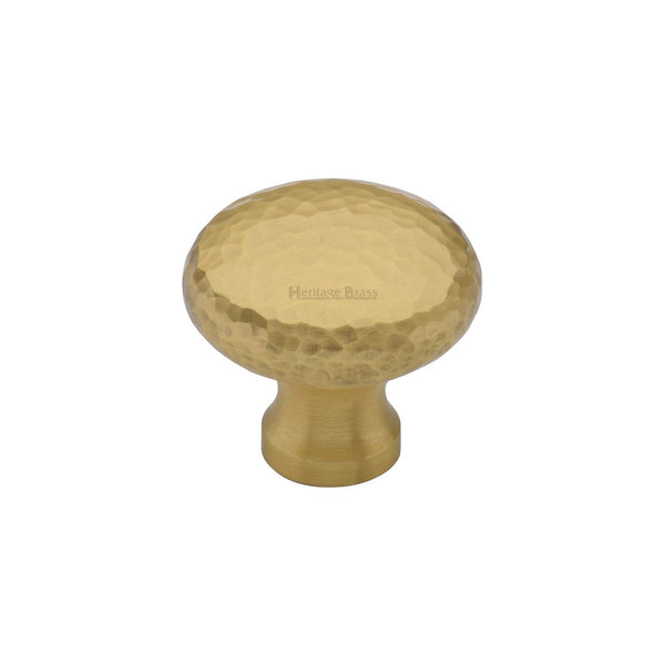 Victorian Round Cabinet Knob Hammered Design by M Marcus - Heritage Brass