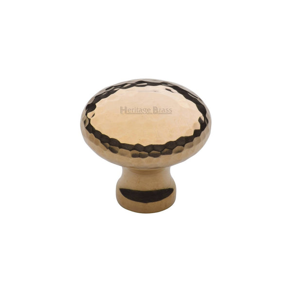 Victorian Round Cabinet Knob Hammered Design by M Marcus - Heritage Brass