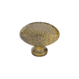Victorian Oval Cabinet Knob Hammered Design by M Marcus - Heritage Brass