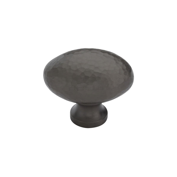 Victorian Oval Cabinet Knob Hammered Design by M Marcus - Heritage Brass