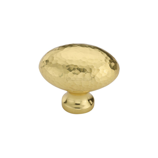 Victorian Oval Cabinet Knob Hammered Design by M Marcus - Heritage Brass