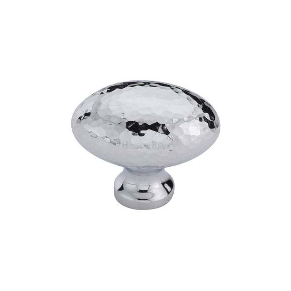 Victorian Oval Cabinet Knob Hammered Design by M Marcus - Heritage Brass