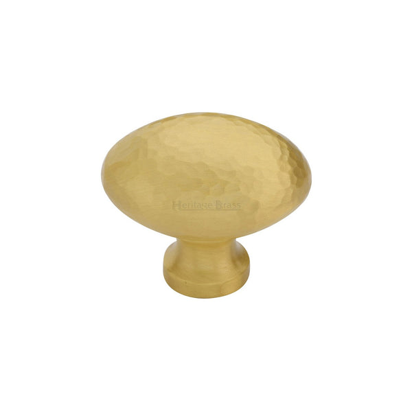 Victorian Oval Cabinet Knob Hammered Design by M Marcus - Heritage Brass