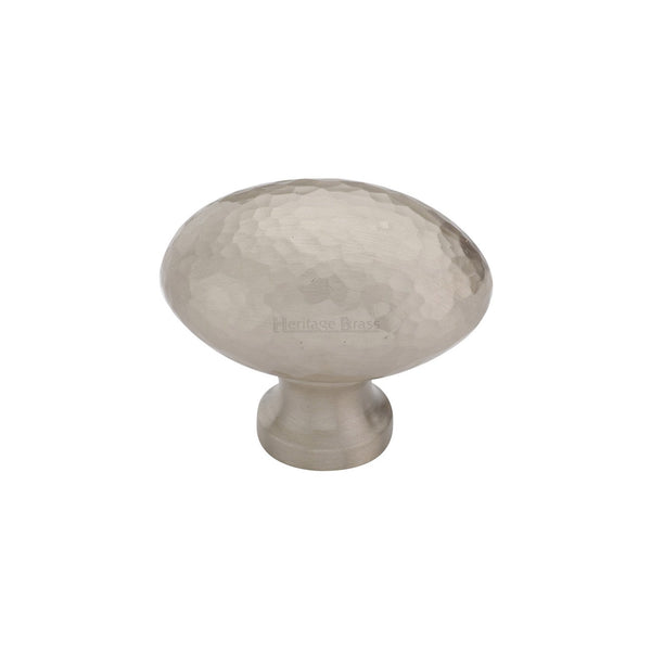 Victorian Oval Cabinet Knob Hammered Design by M Marcus - Heritage Brass