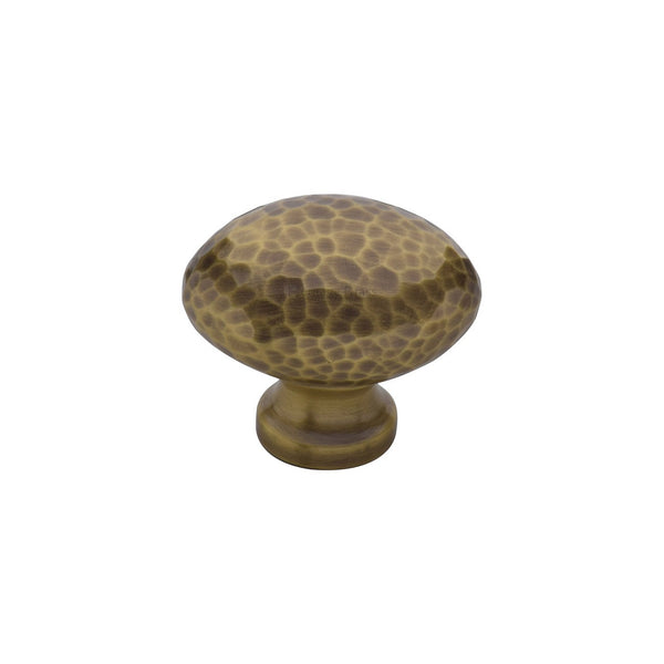 Victorian Oval Cabinet Knob Hammered Design by M Marcus - Heritage Brass