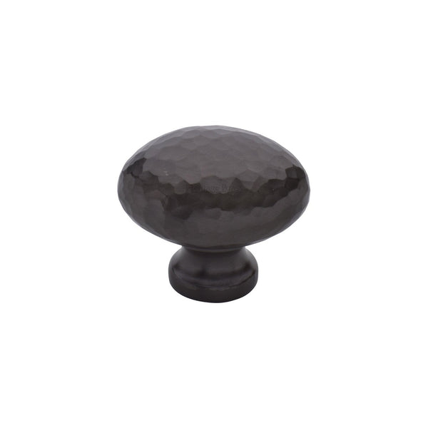 Victorian Oval Cabinet Knob Hammered Design by M Marcus - Heritage Brass