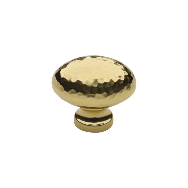 Victorian Oval Cabinet Knob Hammered Design by M Marcus - Heritage Brass