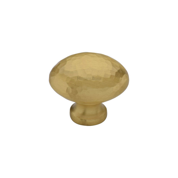 Victorian Oval Cabinet Knob Hammered Design by M Marcus - Heritage Brass