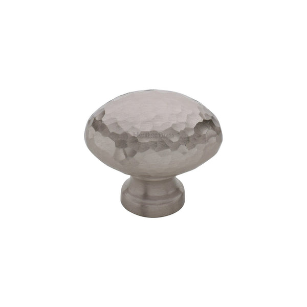 Victorian Oval Cabinet Knob Hammered Design by M Marcus - Heritage Brass