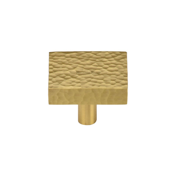 Heritage Brass Cabinet Knob Hammered Square Design by M Marcus - Heritage Brass
