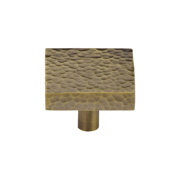 Heritage Brass Cabinet Knob Hammered Square Design by M Marcus - Heritage Brass