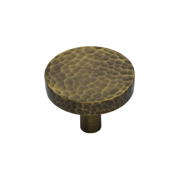 Heritage Brass Hammered Disc Cabinet Knob by M Marcus - Heritage Brass