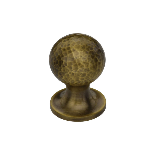 Ball Cabinet Knob Hammered Design by M Marcus - Heritage Brass