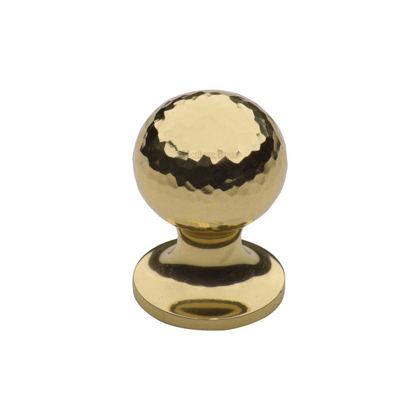 Ball Cabinet Knob Hammered Design by M Marcus - Heritage Brass