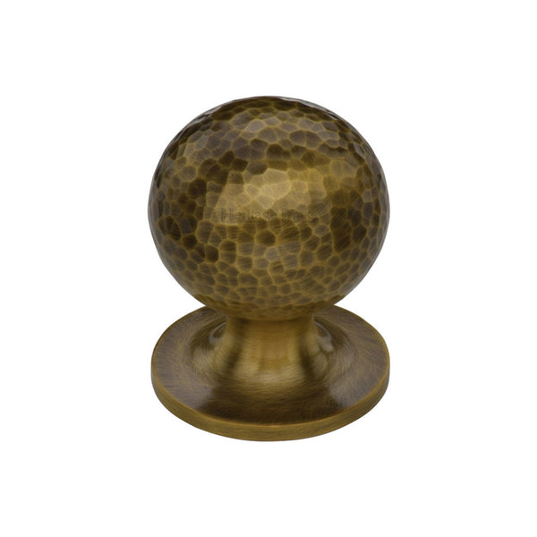 Ball Cabinet Knob Hammered Design by M Marcus - Heritage Brass