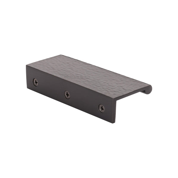 Edge Pull Cabinet Handle Hammered Design - 40mm Width by M Marcus - Heritage Brass