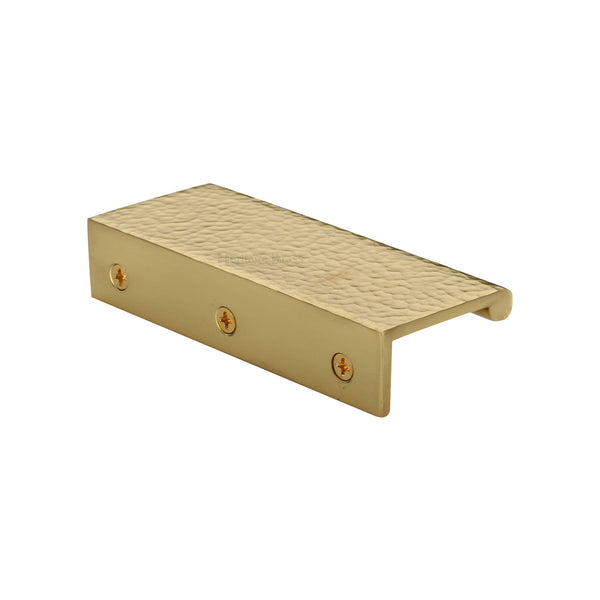 Edge Pull Cabinet Handle Hammered Design - 40mm Width by M Marcus - Heritage Brass
