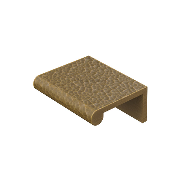 Edge Pull Cabinet Handle Hammered Design - 40mm Width by M Marcus - Heritage Brass