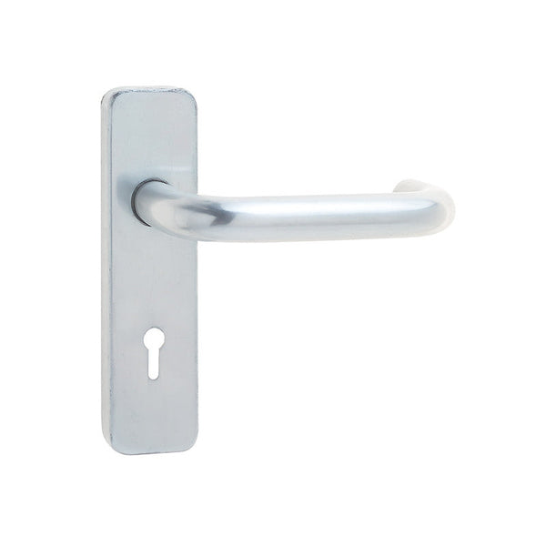 19mm Round Bar Door Handle on Lockplate Satin Anodised Aluminium
