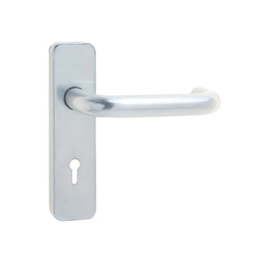 Frelan, 19mm Round Bar Door Handle on Lockplate Satin Anodised Aluminium, Door Handles, Lever Handles On Lock Backplate