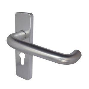 Frelan, 19mm Round Bar Door Handle on Euro Profile Lockplate Satin Anodised Aluminium, Door Handles, Lever Handles On Euro Lock Backplate