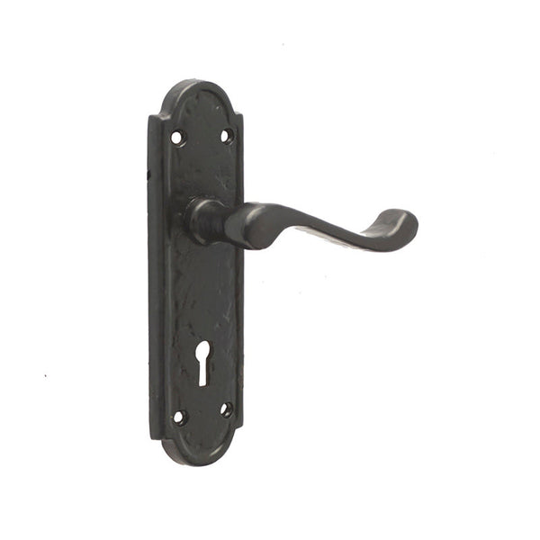 Frelan, Turnberry Suite Door Handle on Lockplate Black, Door Handles, Lever Handles On Lock Backplate