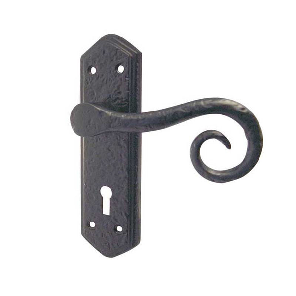 Frelan, Royal Suite Door Handle on Lockplate Black, Door Handles, Lever Handles On Lock Backplate