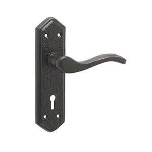 Frelan, Wentworth Suite Door Handle on Lockplate Black, Door Handles, Lever Handles On Lock Backplate