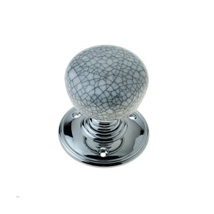 Frelan, Porcelain Mortice Door Knob Grey Crazed & Polished Chrome, Door Knobs, Mortice Door Knobs