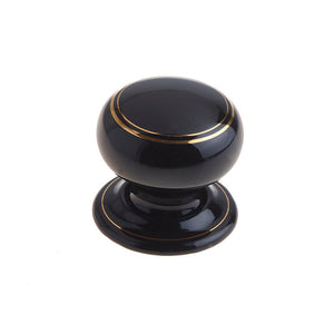 Frelan, Porcelain Mortice Door Knob Black & Goldline, Door Knobs, Mortice Door Knobs