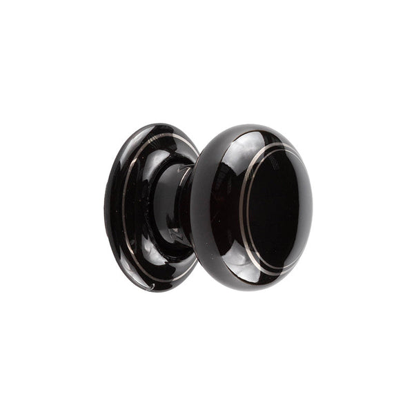 Frelan, Porcelain Mortice Door Knob Black & Silverline, Door Knobs, Mortice Door Knobs