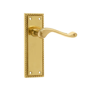 Frelan, Georgian Suite Door Handle on Long Latchset Plate Polished Brass, Door Handles, Lever Handles On Latch Backplate