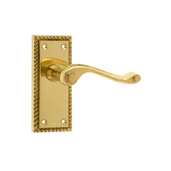 Frelan, Georgian Suite Door Handle on Short Latchset Plate Polished Brass, Door Handles, Lever Handles On Latch Backplate