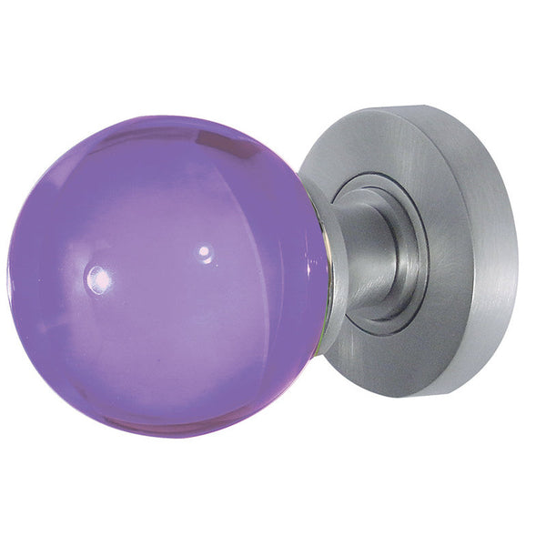 Frelan, plain purple glass sprung mortice furniture, Door Knobs, Mortice Door Knobs