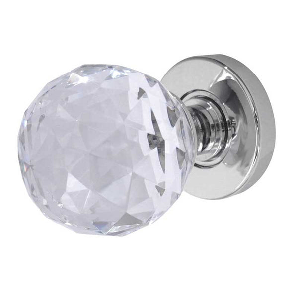 Faceted Glass Mortice Door Knob Polished Chrome